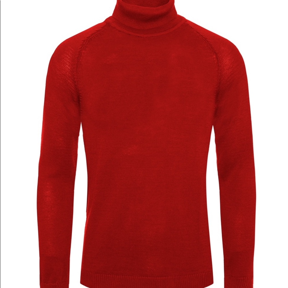 Men’s Premium Red Slim Fit Knitted Pullover Turtleneck Sweater